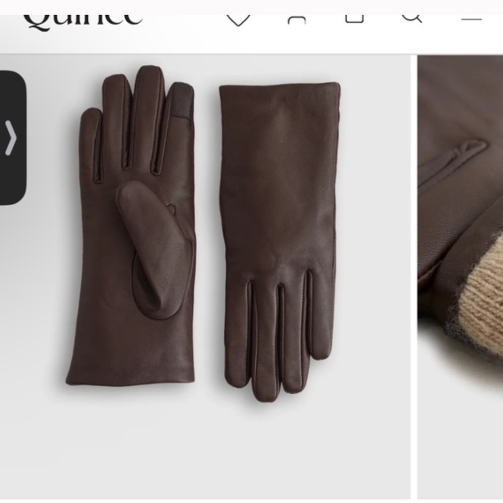 Quince Chocolate Brown Leather Cashmere Lined Gloves Small